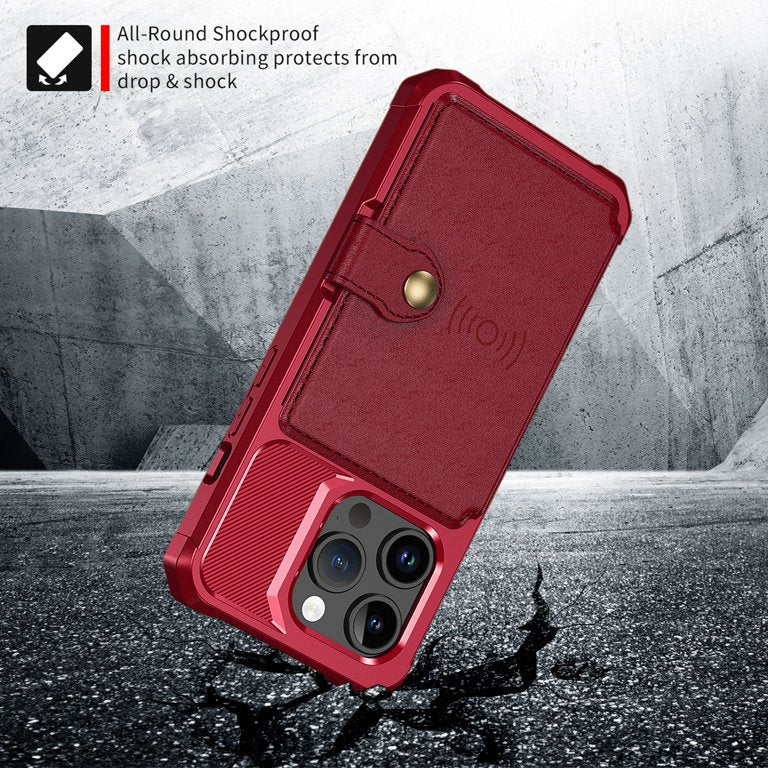 Apple iPhone 15 Pro Max Case - Red - Back Cover with Card Holder