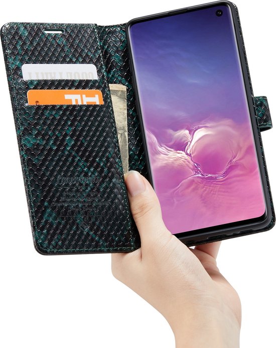 Samsung Galaxy S10+ Case - Green - Luxury Snakeskin Flip Case
