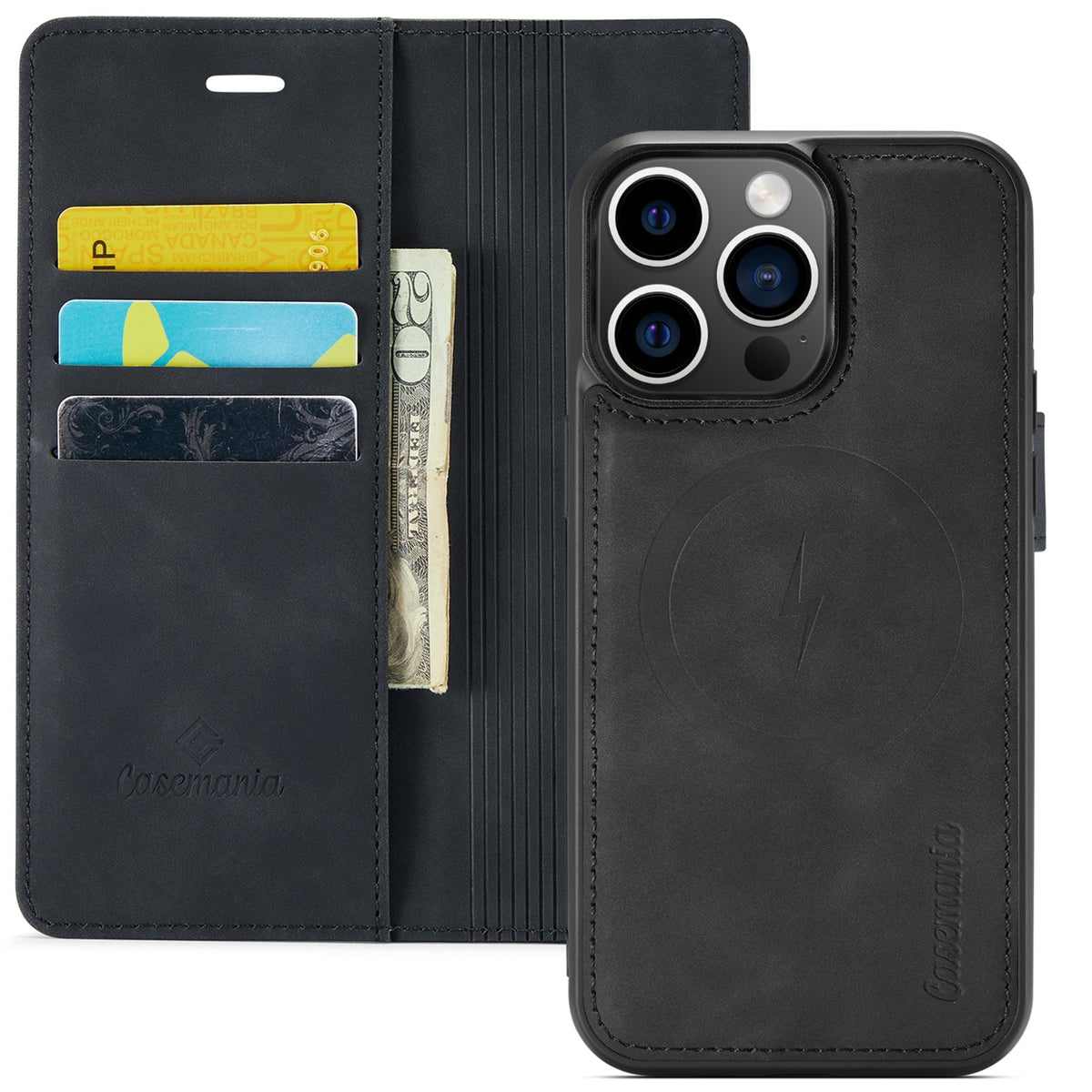 Apple iPhone 15 Pro Max Case - Charcoal Gray - 2-in-1 MagSafe Wallet Case