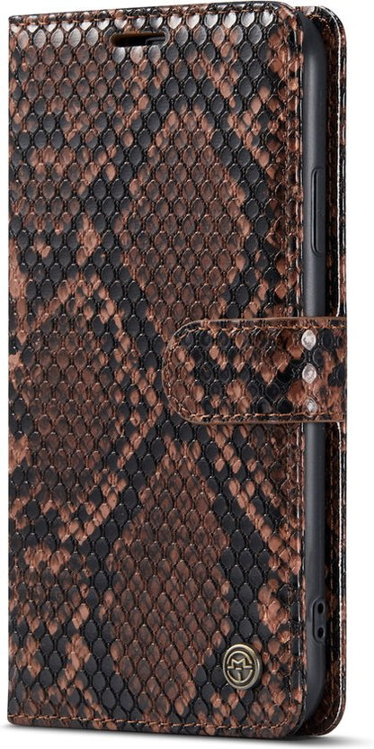 Apple iPhone XR Hoesje - Bruin - Slangen Bookcase