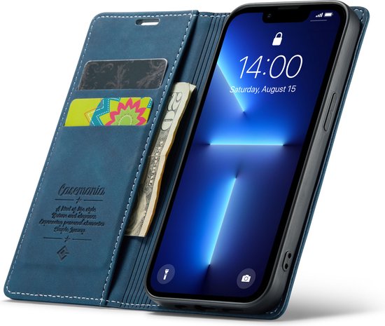 Apple iPhone 12 Pro Max Hoesje - Navy Blue - Dunne Bookcase