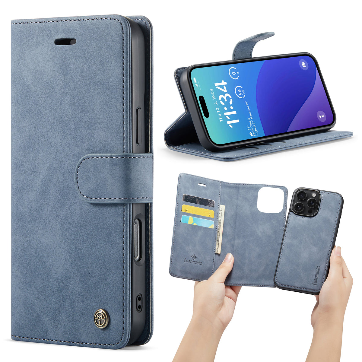 Apple iPhone 16 Pro Max Hoesje - Shadow Gray - 2 in 1 Bookcase