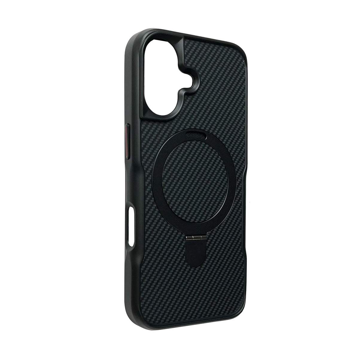 Apple iPhone 16 Hoesje - Zwart - Luxe Carbon MagSafe Back Cover met Camerabescherming
