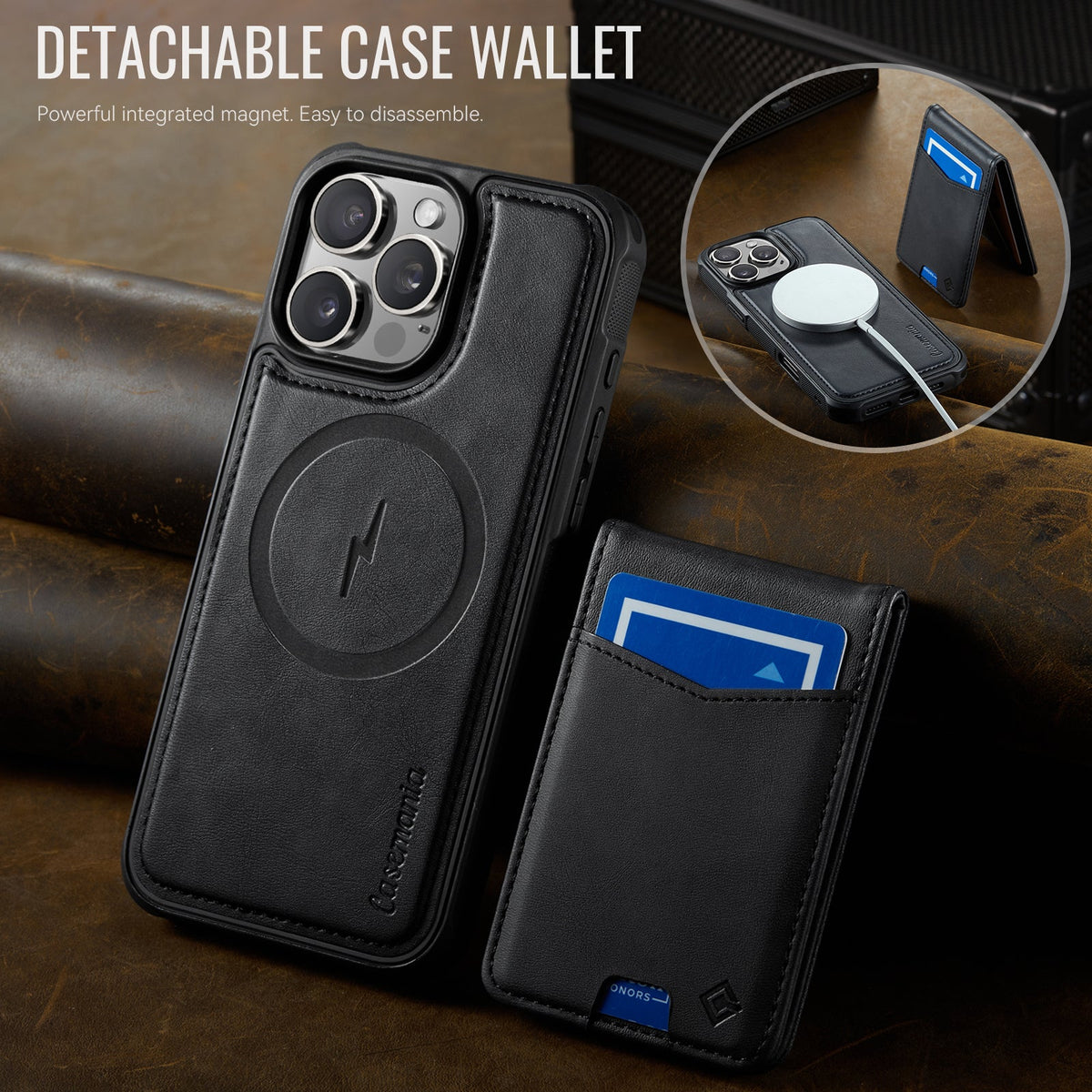 Apple iPhone 16 Pro Max Case - Charcoal Gray - MagSafe Back Cover with Card Holder