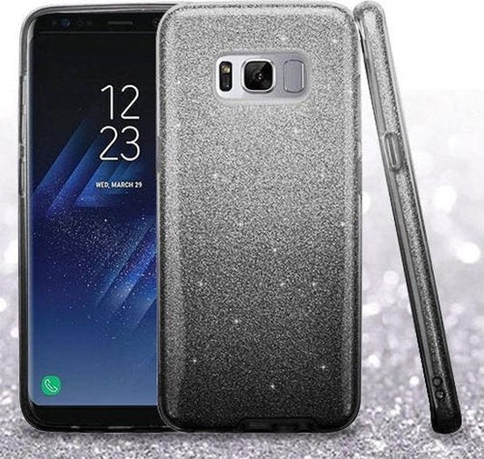 Samsung Galaxy S8 Hoesje - Glitter Back Cover - Zwart en Zilver Back Cover
