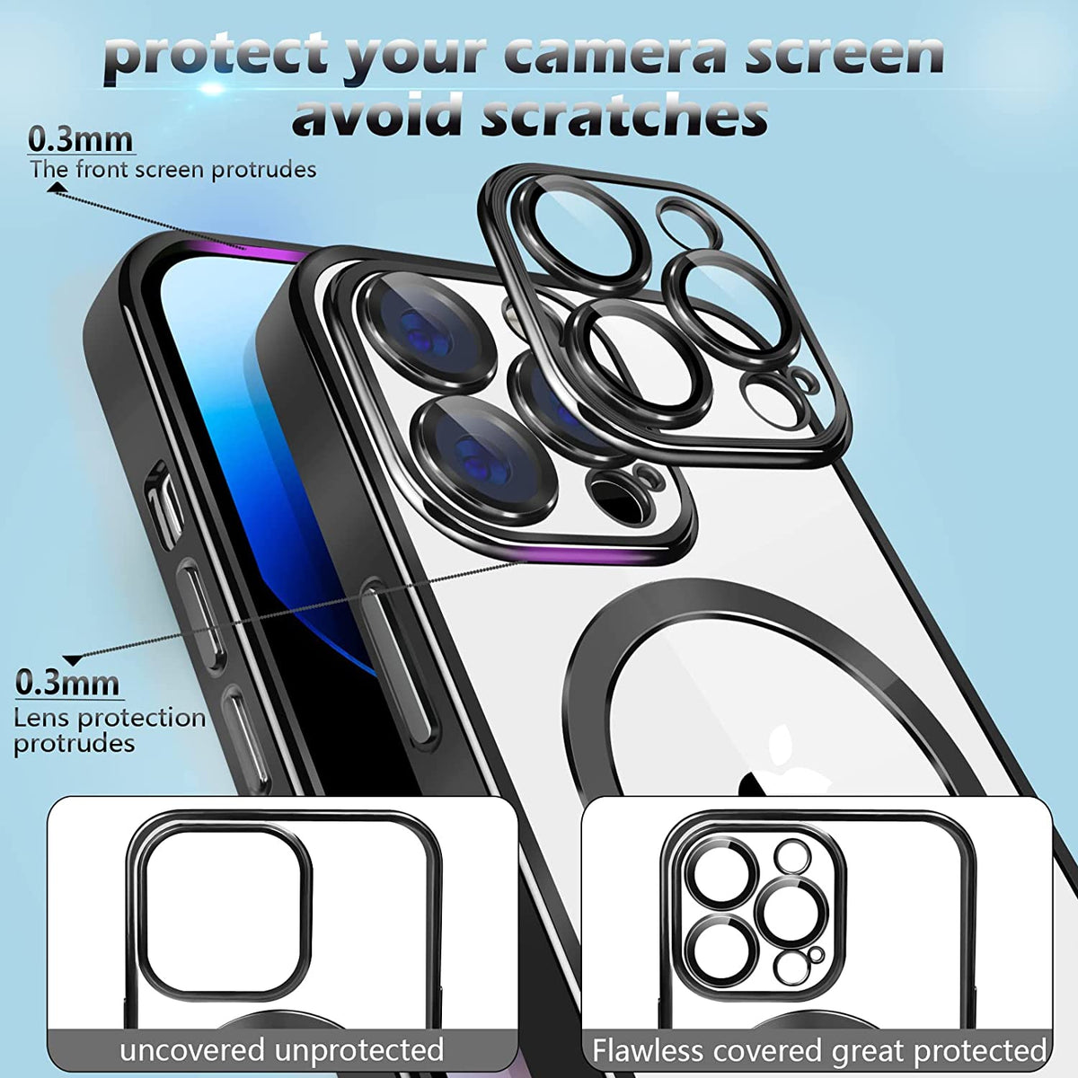 Apple iPhone 15 Pro Max Hoesje - Zwart - Hybrid Siliconen MagSafe Back Cover