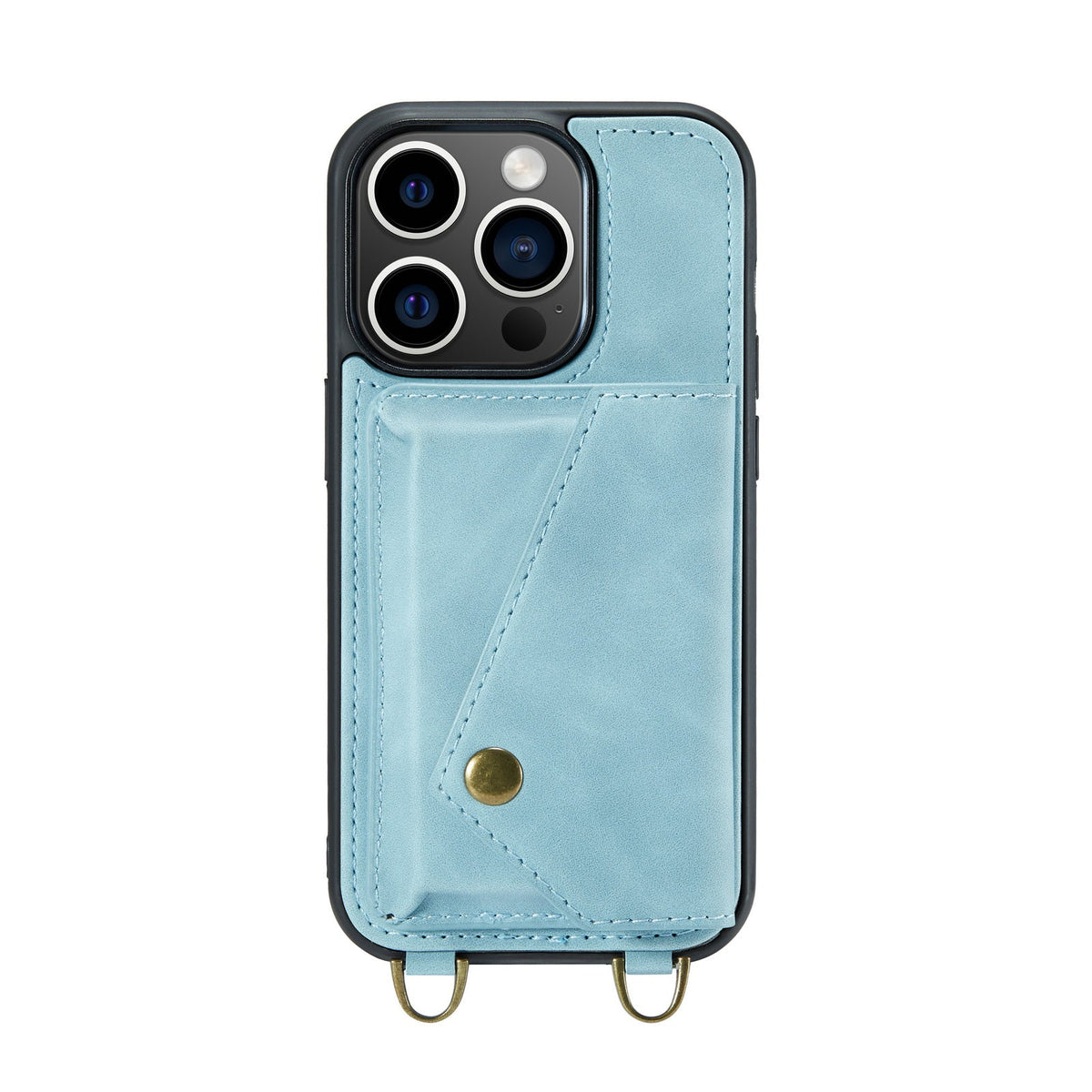 Apple iPhone 14 Pro Hoesje - Aqua Blue - Luxe Back Cover met Telefoonkoord