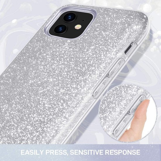 Apple iPhone 12 Mini Hülle - Silber - Glitzer-Backcover