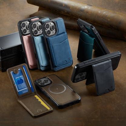 Apple iPhone 16 Pro Hoesje - Emerald Green - MagSafe Back Cover met Uitschuifbare Pasjeshouder