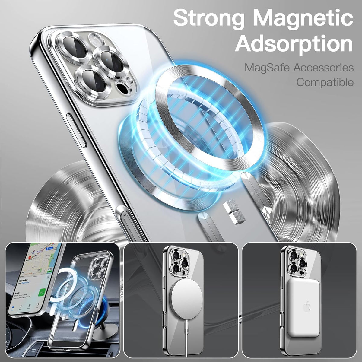 Apple iPhone 16 Pro Max Hoesje - Zilver - Siliconen MagSafe Back Cover