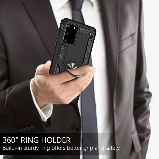 Samsung Galaxy S20 Hoesje - Zwart - Armor Kickstand Back Cover