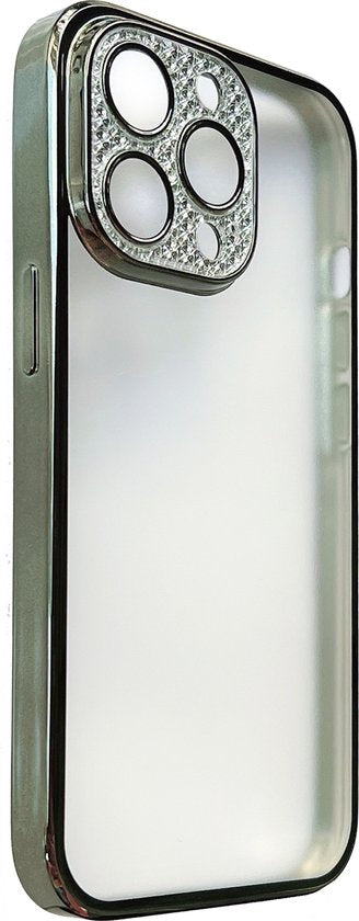 Apple iPhone 12 Pro Hoesje - Groen - Glitter Back Cover