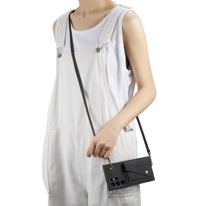 Samsung Galaxy S22 Ultra Case - Charcoal Gray - Luxury Back Cover with Phone Strap