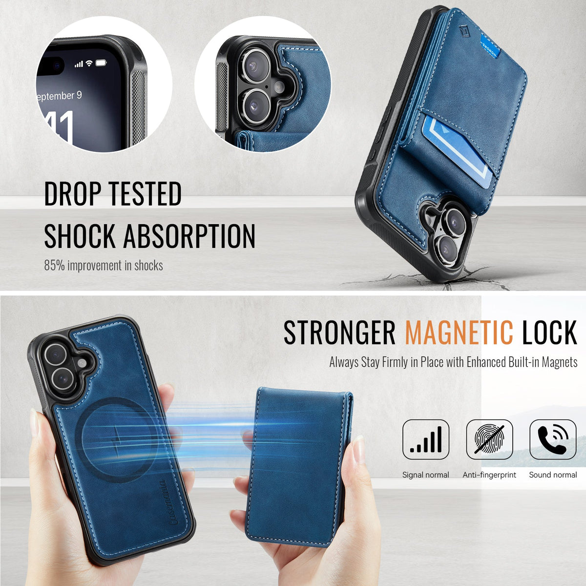 Apple iPhone 16 Hülle - Navy Blue - MagSafe-Backcover mit Kartenfach