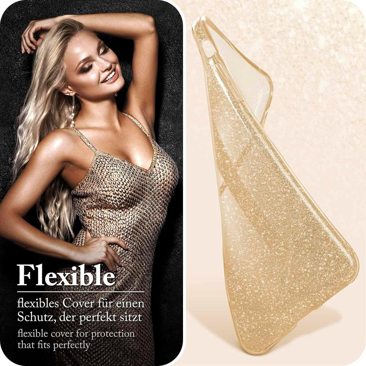 Samsung Galaxy S24 Ultra Hoesje - Goud - Glitter Back Cover