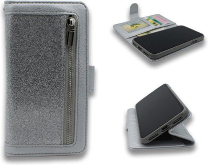 Samsung Galaxy S20 Ultra Hoesje - Zilver - Luxe Bookcase met Rits