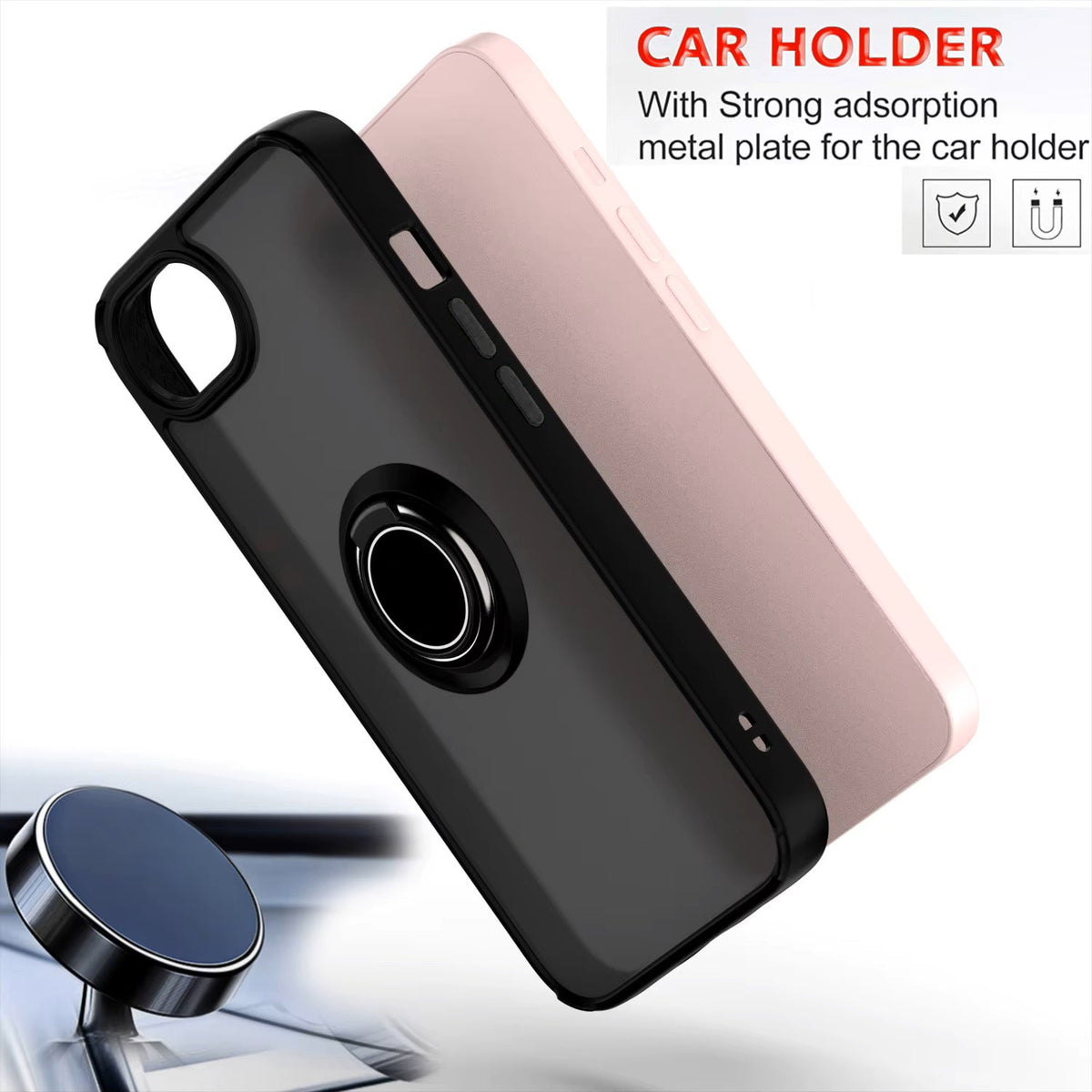 Apple iPhone 17e Hülle - Matt Schwarz - Ständer Ring Backcover