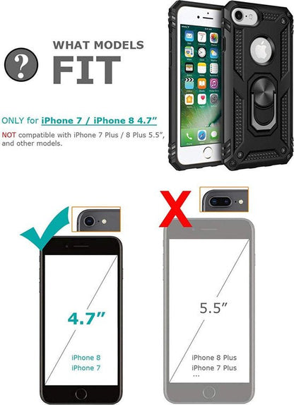 Apple iPhone 7 Hoesje - Zwart - Armor Kickstand Back Cover