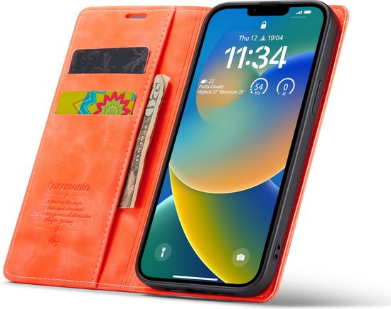 Apple iPhone 14 Plus Hoesje - Topaz Orange - Dunne Bookcase