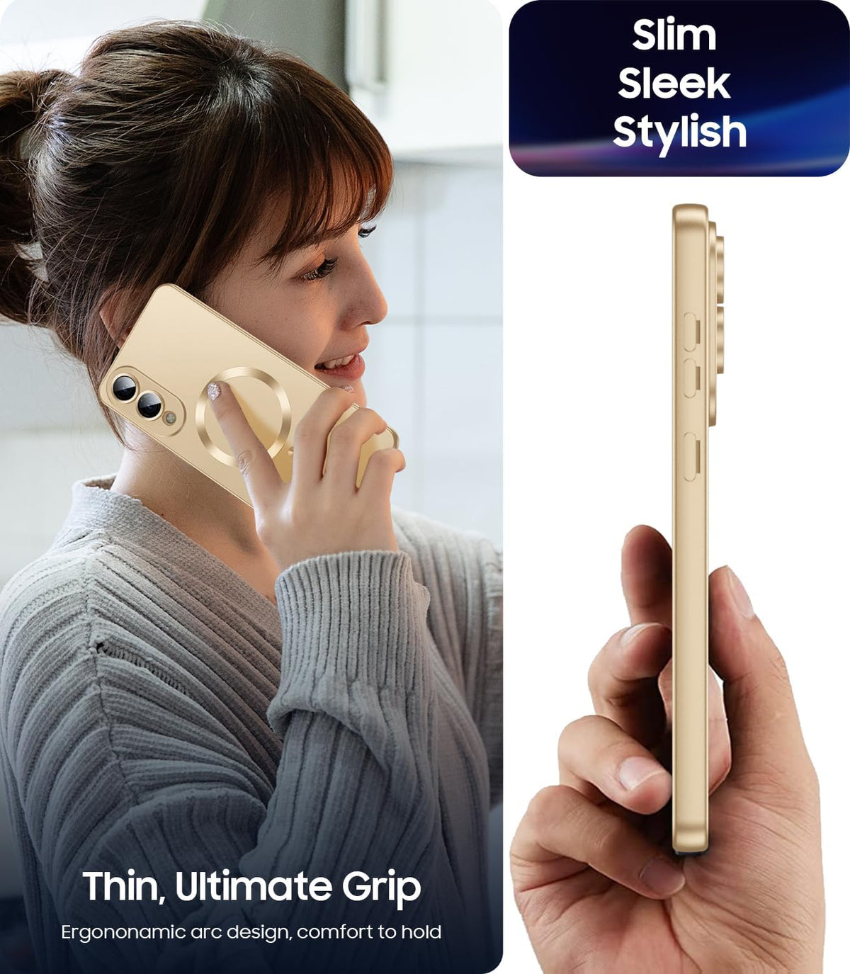Samsung Galaxy S25 Edge Hoesje - Goud - Matte Siliconen MagSafe Back Cover