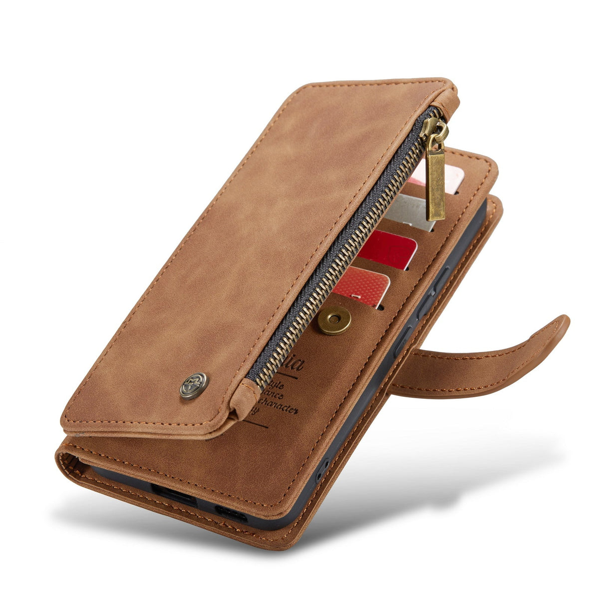 Samsung Galaxy S25 Plus Hoesje - Sienna Brown - Luxe Bookcase met Rits
