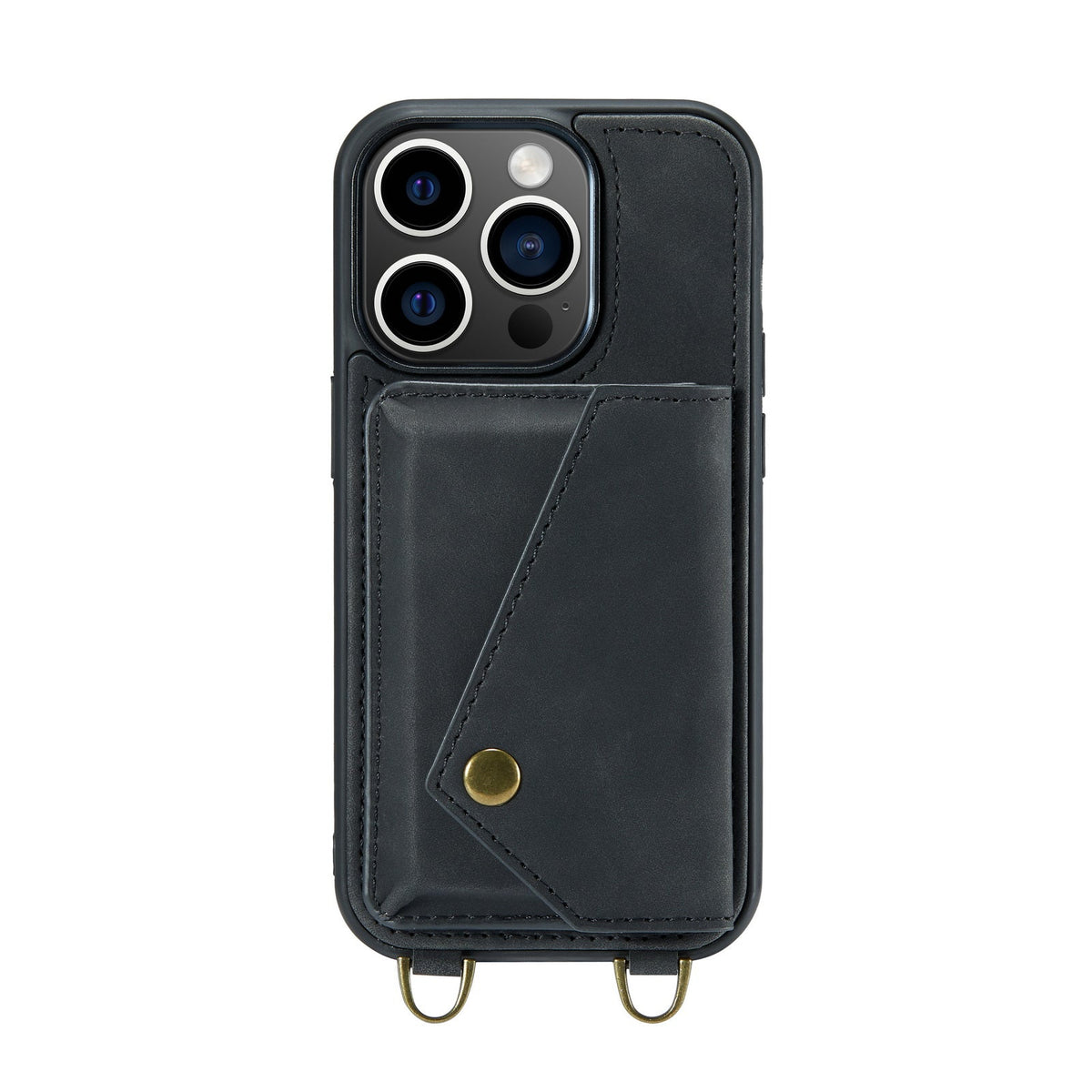 Apple iPhone 15 Pro Max Hoesje - Charcoal Gray - Luxe Back Cover met Telefoonkoord