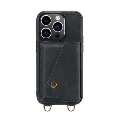 Apple iPhone 14 Pro Hülle - Charcoal Gray - Luxus-Backcover mit Handykette