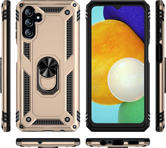 Samsung Galaxy A04s Hoesje - Goud - Armor Kickstand Back Cover