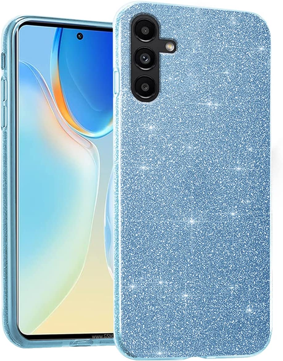 Samsung Galaxy A25 Hoesje - Blauw - Glitter Back Cover