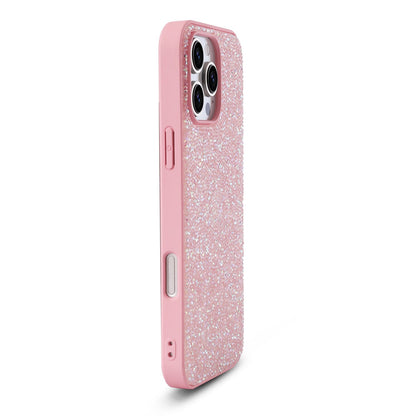 Apple iPhone 16 Pro Hoesje - Roze - Diamant Glitter Back Cover