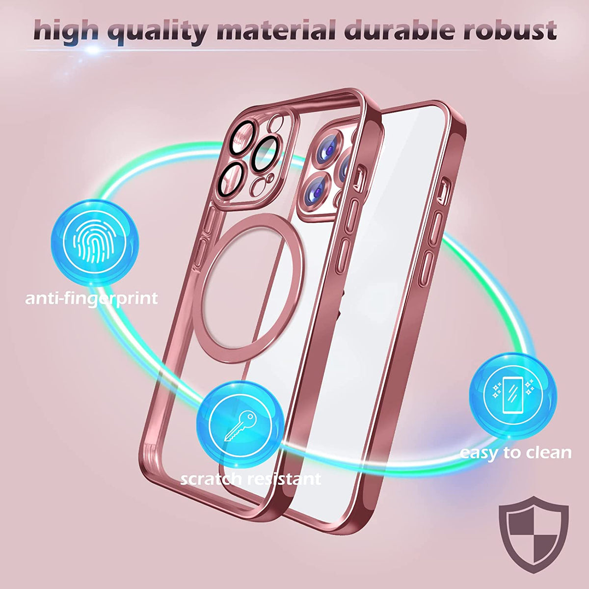Apple iPhone 15 Pro Max Hoesje - Roze - Hybrid Siliconen MagSafe Back Cover