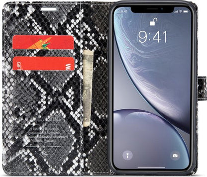 Apple iPhone XR Case - Black - Snake Print Flip Case