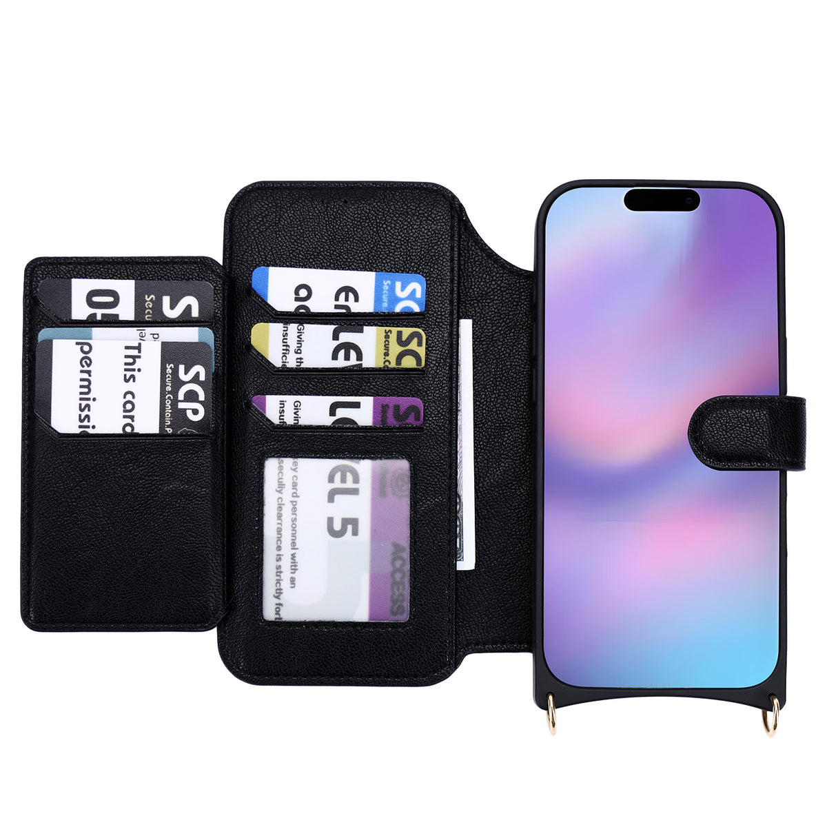 Apple iPhone Air Hoesje - Zwart - 'Amsterdam' Magnetische Wallet Case met Pasjeshouders en