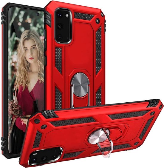 Samsung Galaxy S20 Hülle - Rot - Armor-Ständer-Backcover
