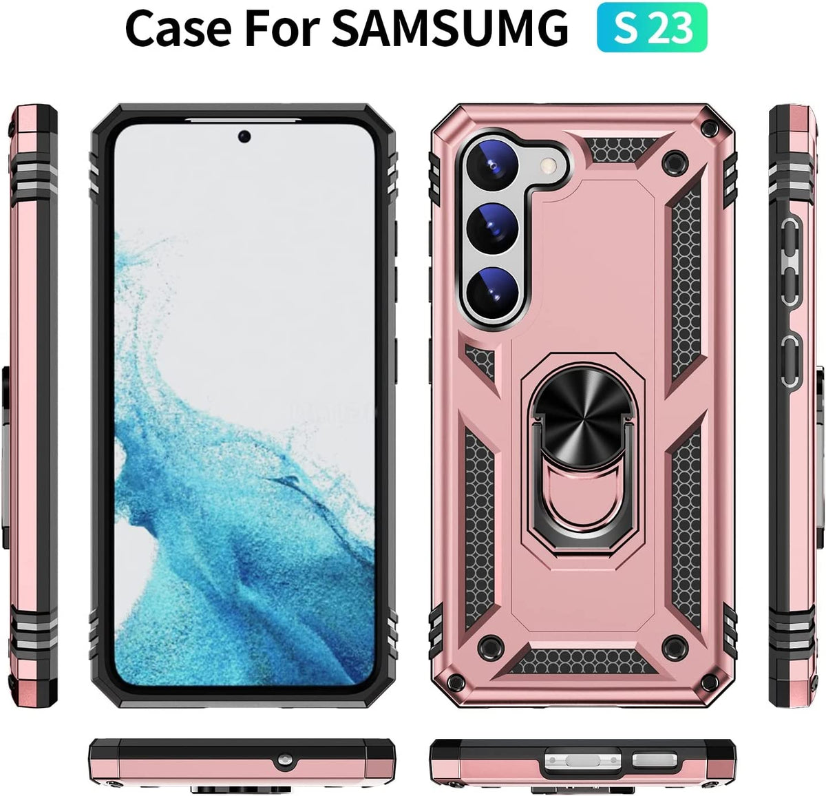 Samsung Galaxy S23 Hoesje - Rosegoud - Armor Kickstand Back Cover
