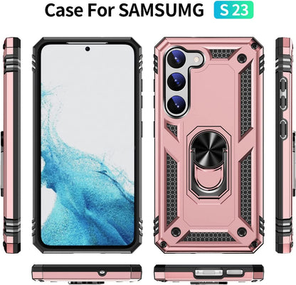 Samsung Galaxy S23 Hoesje - Rosegoud - Armor Kickstand Back Cover
