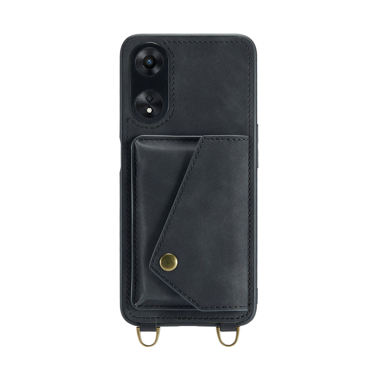 Coque Oppo A98 - Gris Anthracite - Étui arrière luxueux avec cordon de téléphone