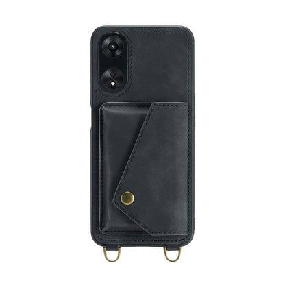 Coque Oppo A98 - Gris Anthracite - Étui arrière luxueux avec cordon de téléphone