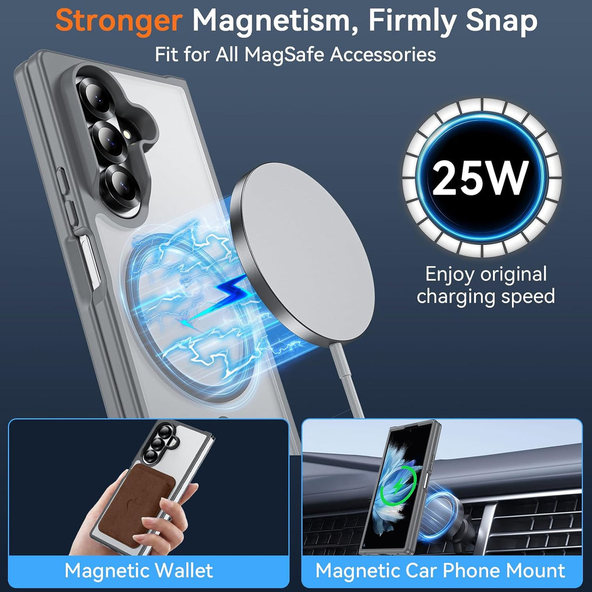 Samsung Galaxy Z Fold8 Ultra Hoesje - Grijs - Matte Armor MagSafe Back Cover