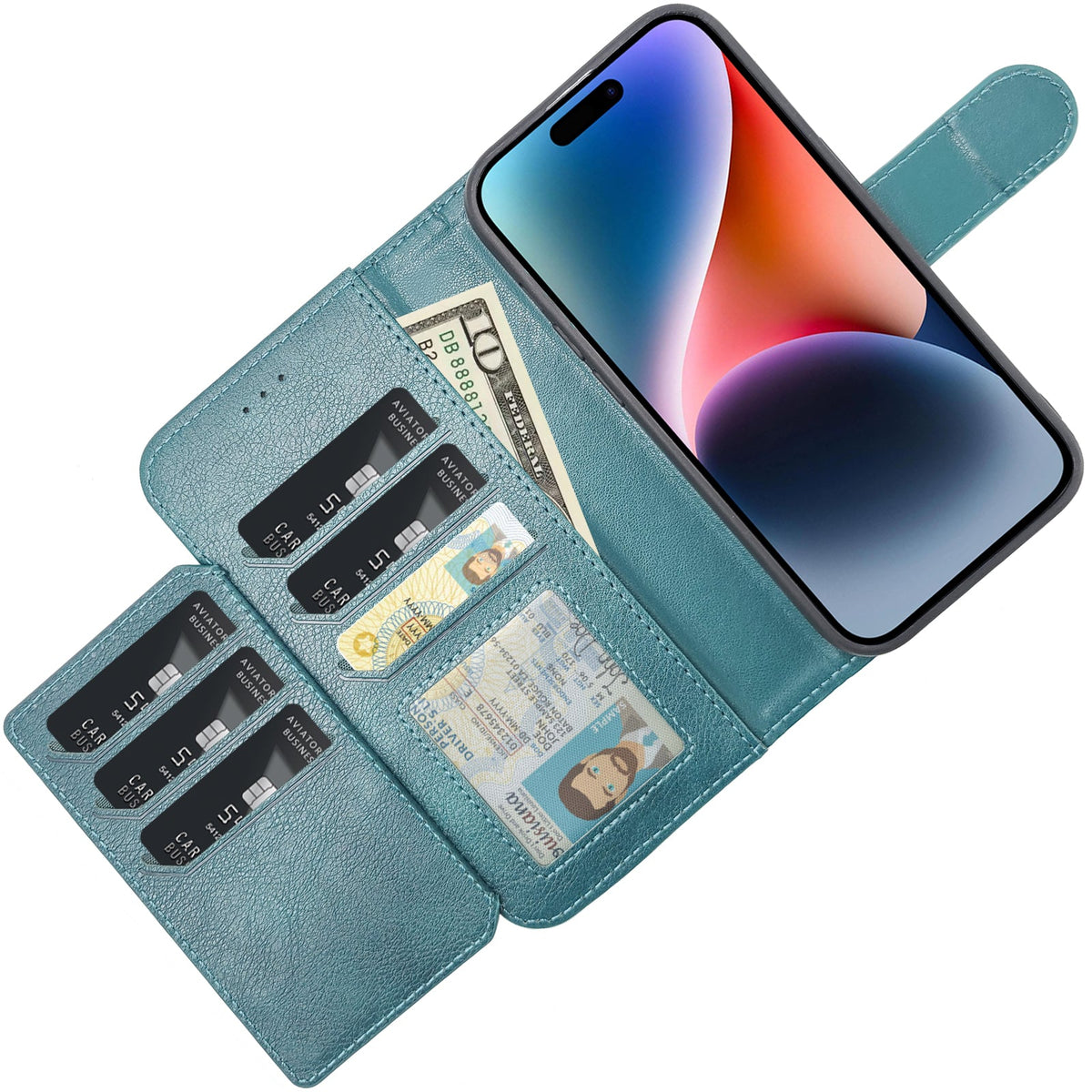 Samsung Galaxy A15 5G Hoesje - Groen - 2 in 1 Bookcase met 10 Kaart Vakken