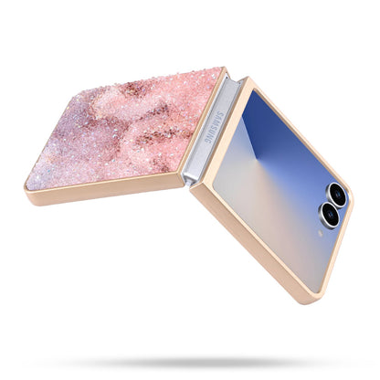 Samsung Galaxy Z Flip 7 Hoesje - Roze - Diamant Marmer Back Cover