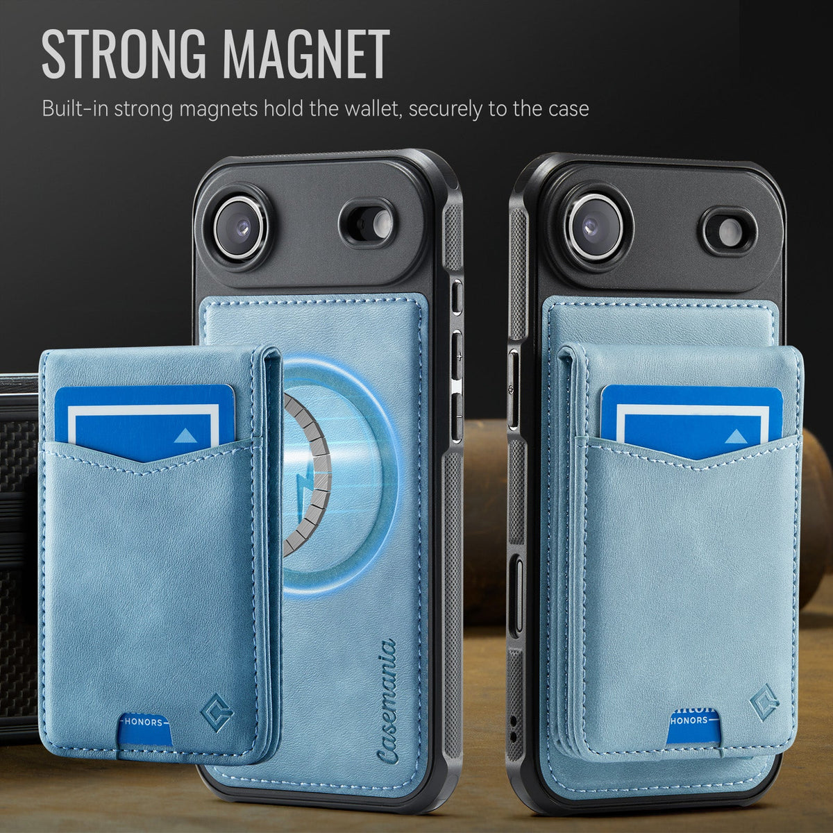 Apple iPhone Air Hoesje - Aqua Blue - MagSafe Back Cover met Pasjeshouder
