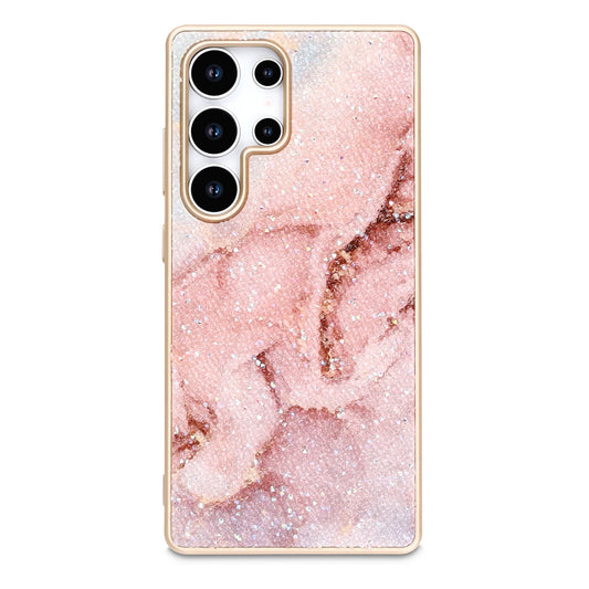 Samsung Galaxy S22 Ultra Hoesje - Roze - Diamant Marmer Glitter Back Cover