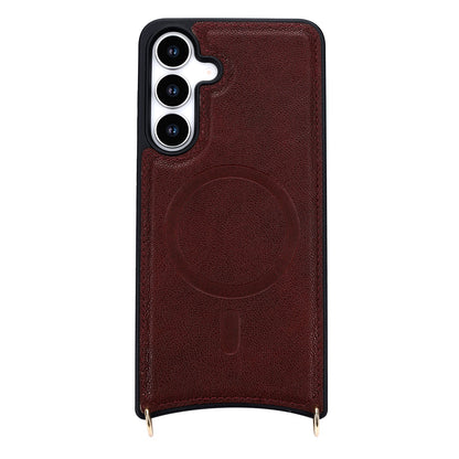 Samsung Galaxy S25 Hoesje - Wijn Rood - CM Amsterdam Back Cover met Telefoonkoord