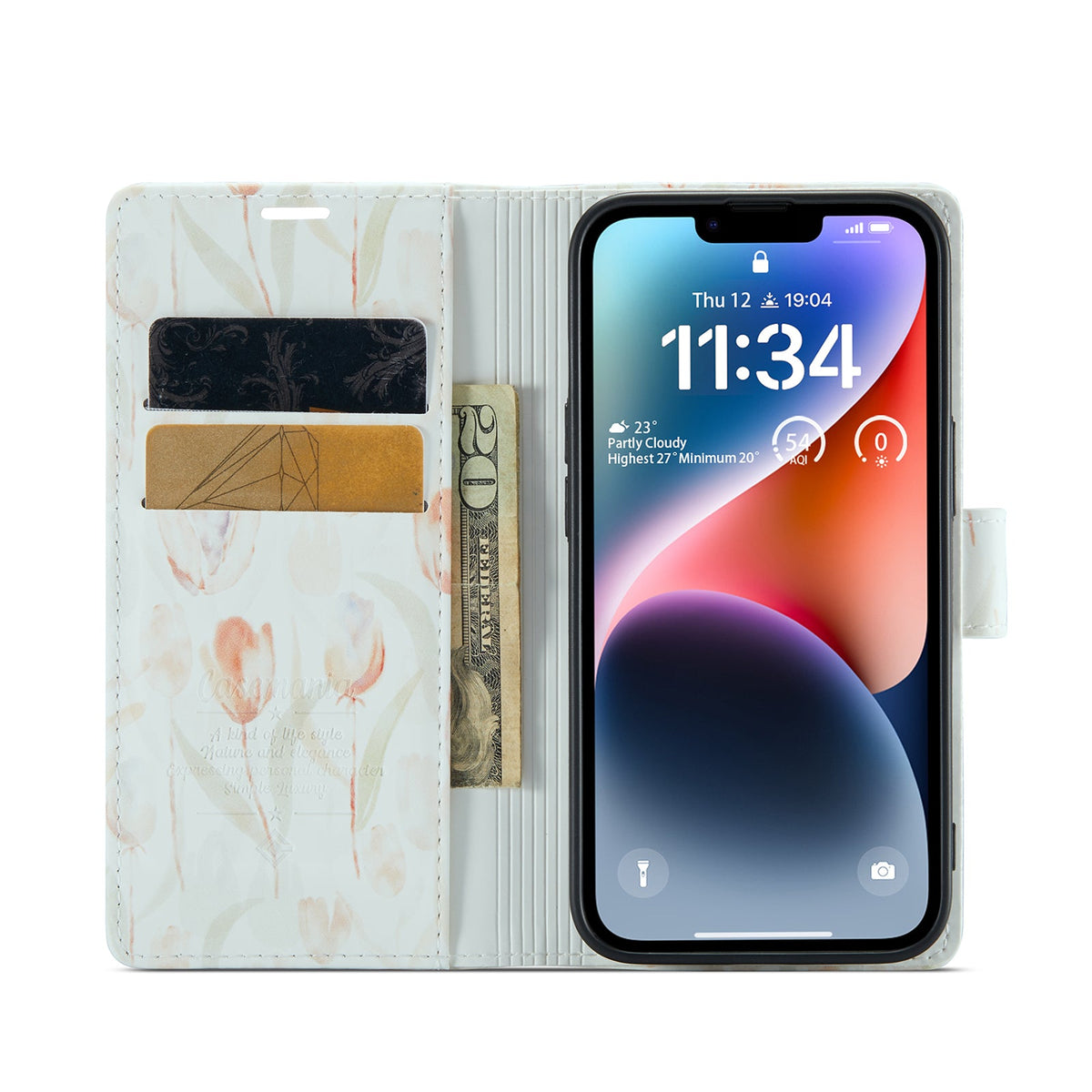 iPhone 14 Plus Hoesje - Tulpen Print - Bookcase