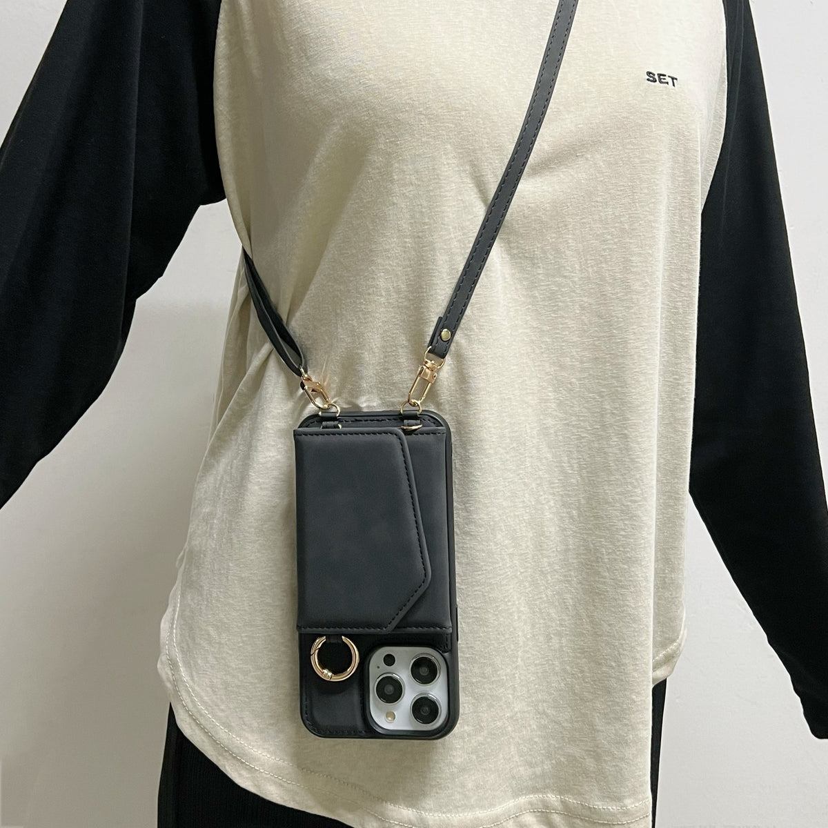 Apple iPhone 14 Pro Max Hoesje - Charcoal Gray - Luxe MagSafe Bookcase met Telefoonkoord