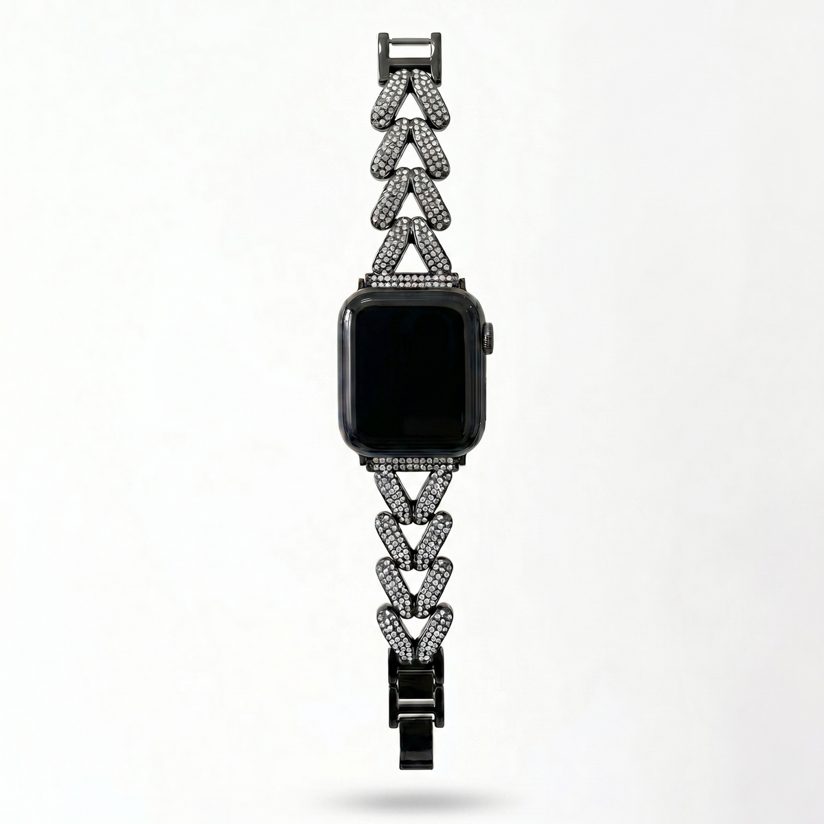 Apple Watch Bandje 44/45/46/49 mm - Metaal Schakelbandje met Kristallen - Zwart