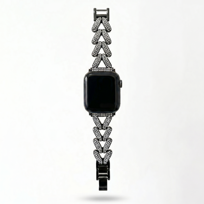 Apple Watch Bandje 38/40/41/42 mm - Metaal Schakelbandje met Kristallen - Zwart