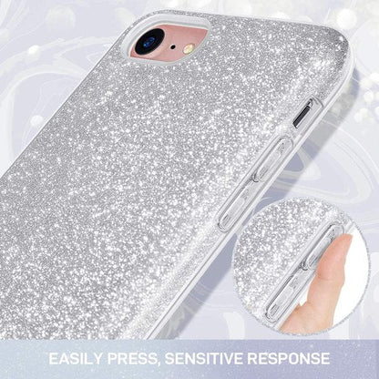 Apple iPhone 7 Hoesje - Zilver - Glitter Back Cover