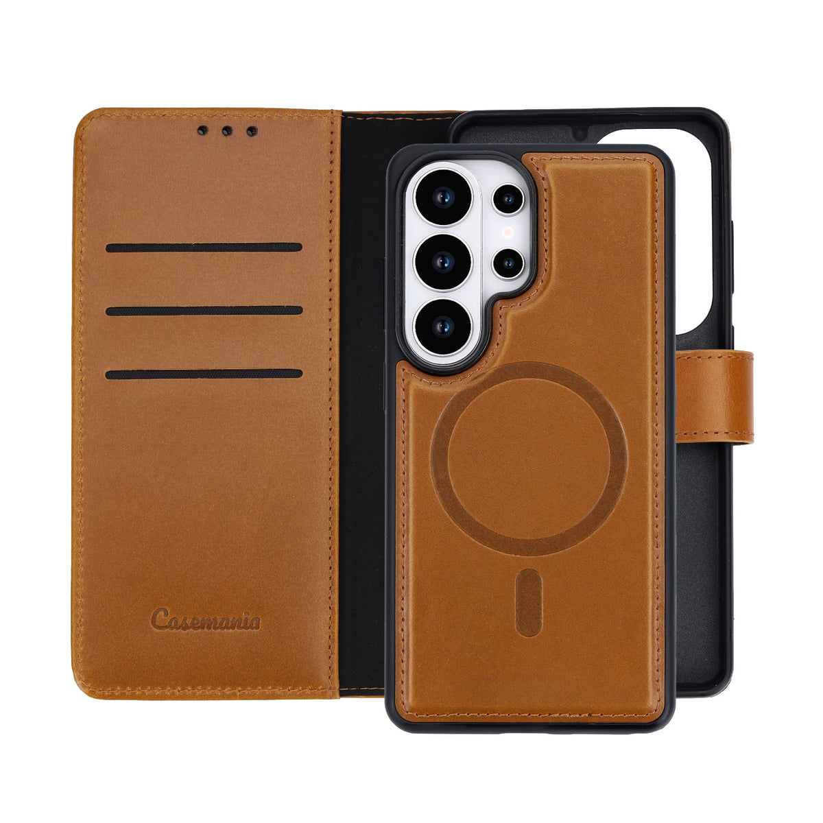 Samsung Galaxy S26 Ultra Hoesje - Sienna Brown - Echt Leren 2 in 1 MagSafe Bookcase